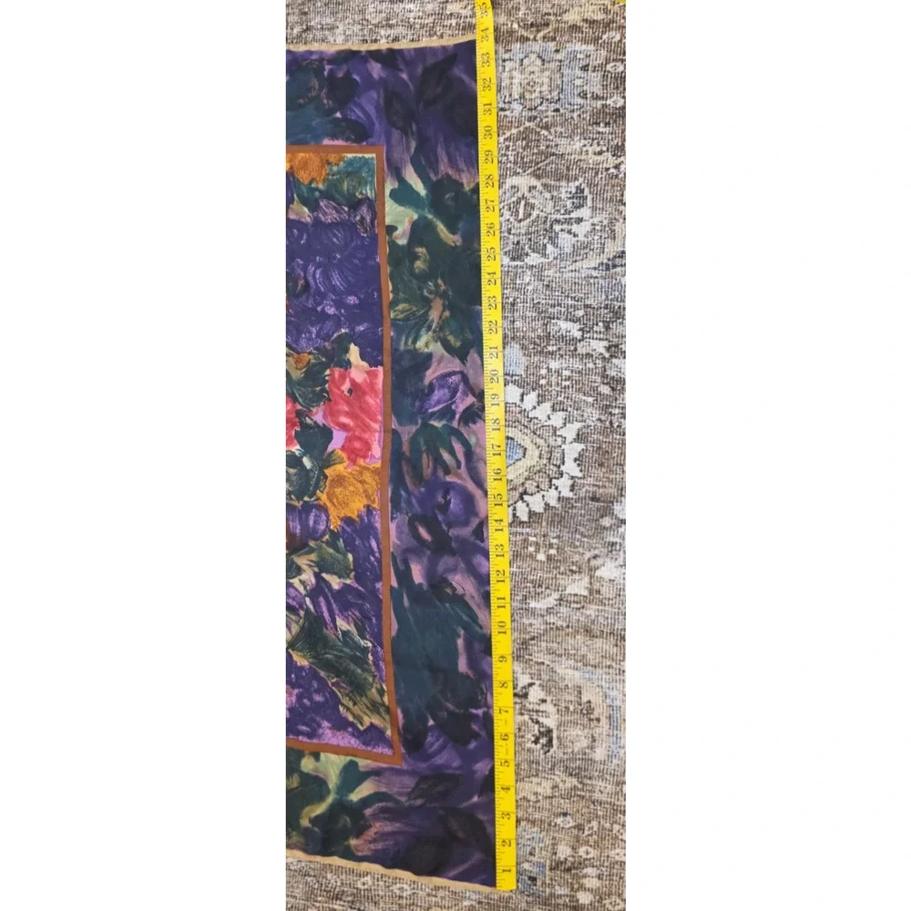 VTG Multicolor Silk Floral Scarf Hand-Rolled Compagnie International Express